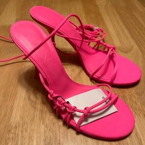 Hot pink strappy heels from Mango.